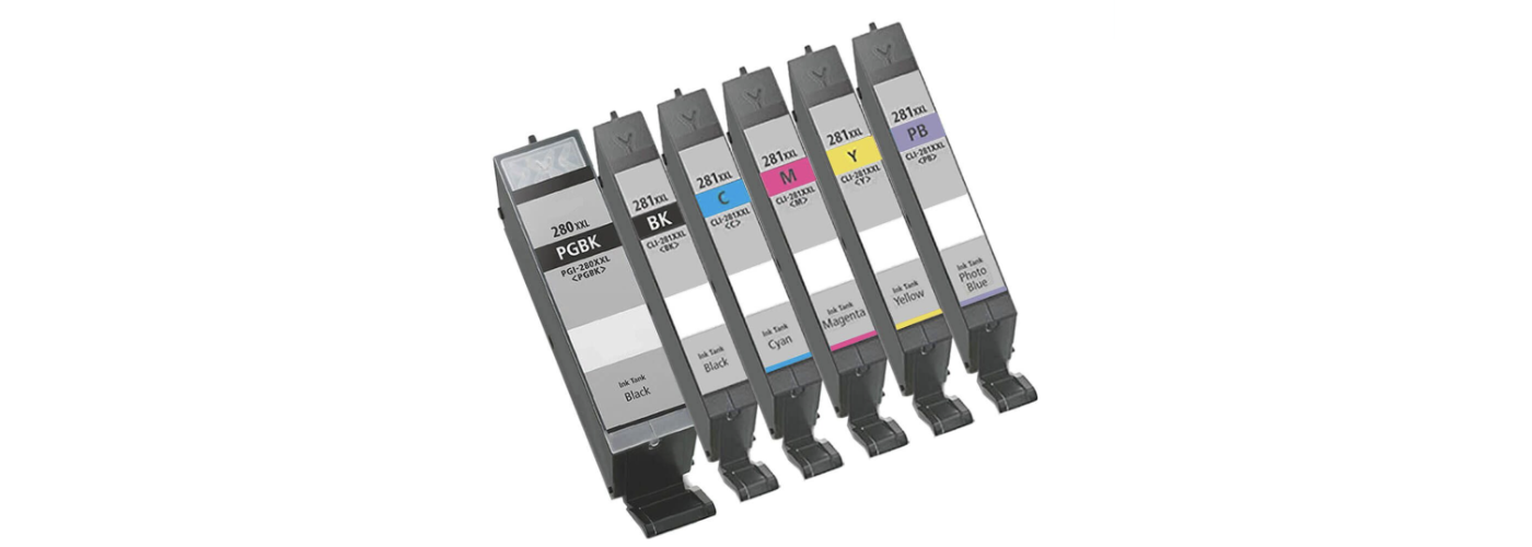 Canon PGI-280XXL Black Pigment, Canon CLI-281XXL (CMYK) Extra High-Yield Ink Cartridges