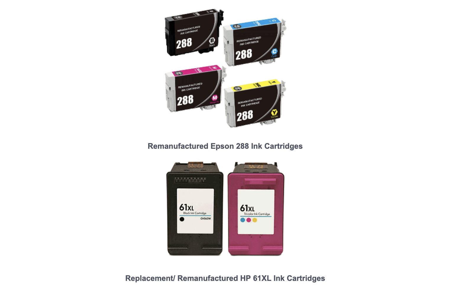 REMANUFACTURED INK AND TONER CARTRIDGES