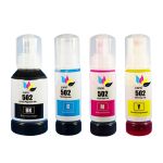 Ultra High Yield Epson T502 Ink Bottles 4-Pack: 1 Black, 1 Cyan, 1 Magenta, 1 Yellow