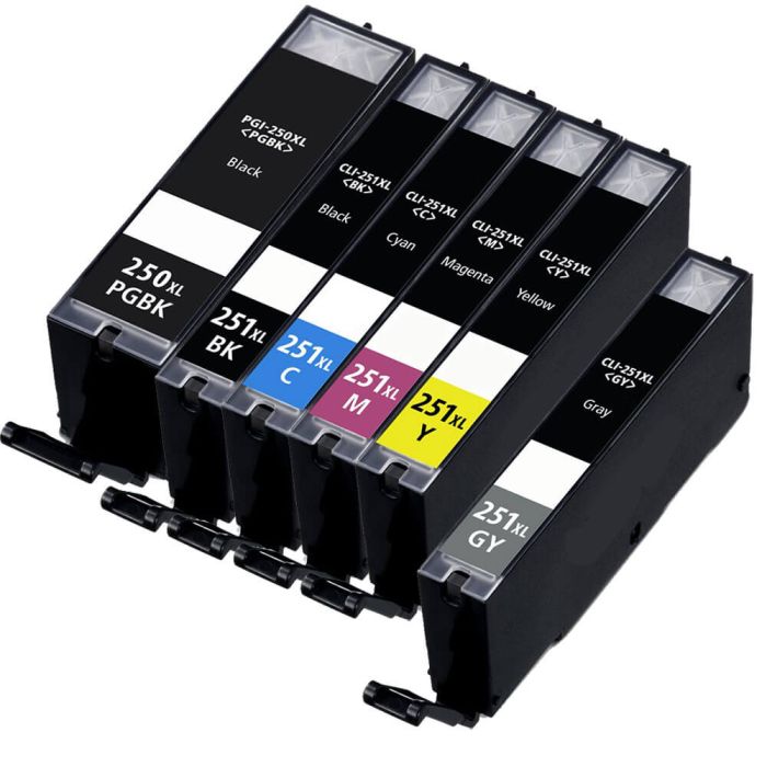 Canon Printer Ink 250 and 251 XL Combo Pack of 6 @ $28.50