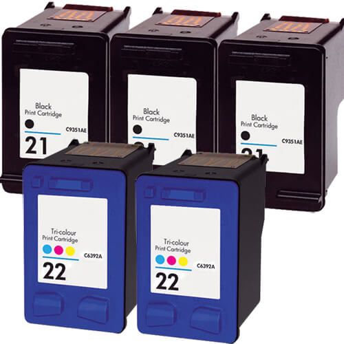 HP 21 22 Cartridge Combo Pack 5 - HP 21 and 22 @
