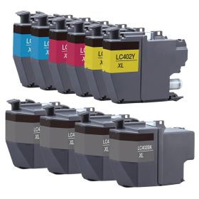 High Yield Compatible Brother LC-402XL Ink Cartridges Combo Pack of 10: 4 Black, 2 Cyan, 2 Magenta, 2 Yellow