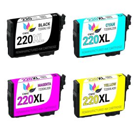 High Capacity Epson 220 Ink Cartridges XL 4-Pack: 1 Black, 1 Cyan, 1 Magenta, 1 Yellow