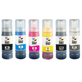 High Yield Epson 552 Ink 6-Pack: 1 Black, 1 Photo Black, 1 Cyan, 1 Magenta, 1 Yellow, 1 Gray