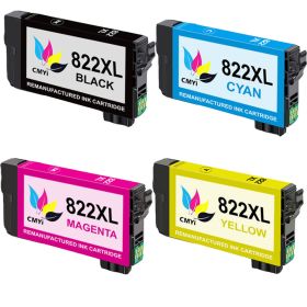 High Capacity Epson 822XL Ink Cartridges Combo Pack of 4: 1 Black, 1 Cyan, 1 Magenta, 1 Yellow