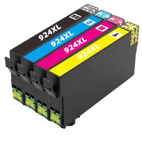 High Capacity Epson 924XL Ink Cartridges Combo Pack of 4: 1 Black, 1 Cyan, 1 Magenta, 1 Yellow