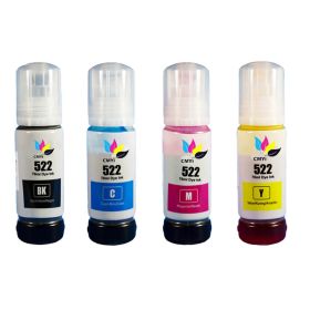 Ultra High Yield Epson Ink 522 Bottles 4-Pack: 1 Black, 1 Cyan, 1 Magenta, 1 Yellow