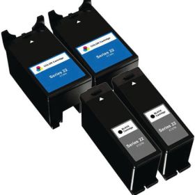 Dell (Series 22) T091N Black & T092N Color 4-pack Ink Cartridges