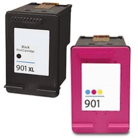 HP 901XL Cartridge & 901 Printer Ink 2-Pack: 1 High Yield Black, 1 Standard Yield Color