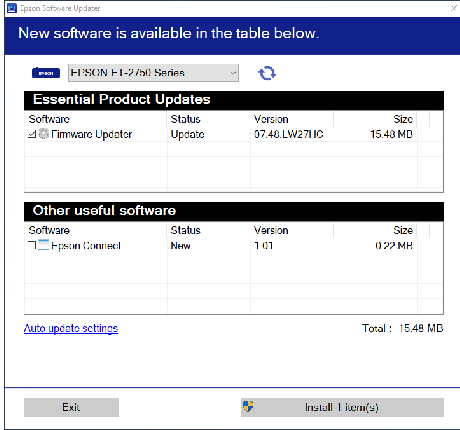 epson software updater - auto update settings