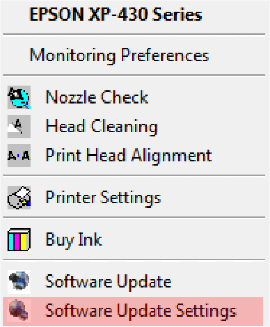 printer menu options