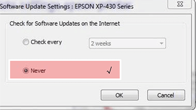 software update settings: epson xp-430 series